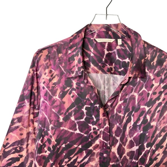 Soft Surroundings Vivi Silk Animal Print Button Up Women’s Flowy Blouse Sz XL - Picture 4 of 11